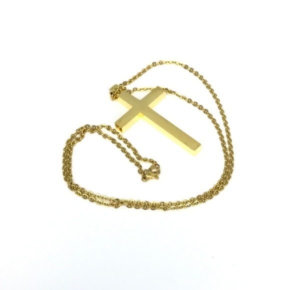 18k Real Gold Plated 'Jordan' Cross Necklace - Picture 2 of 3